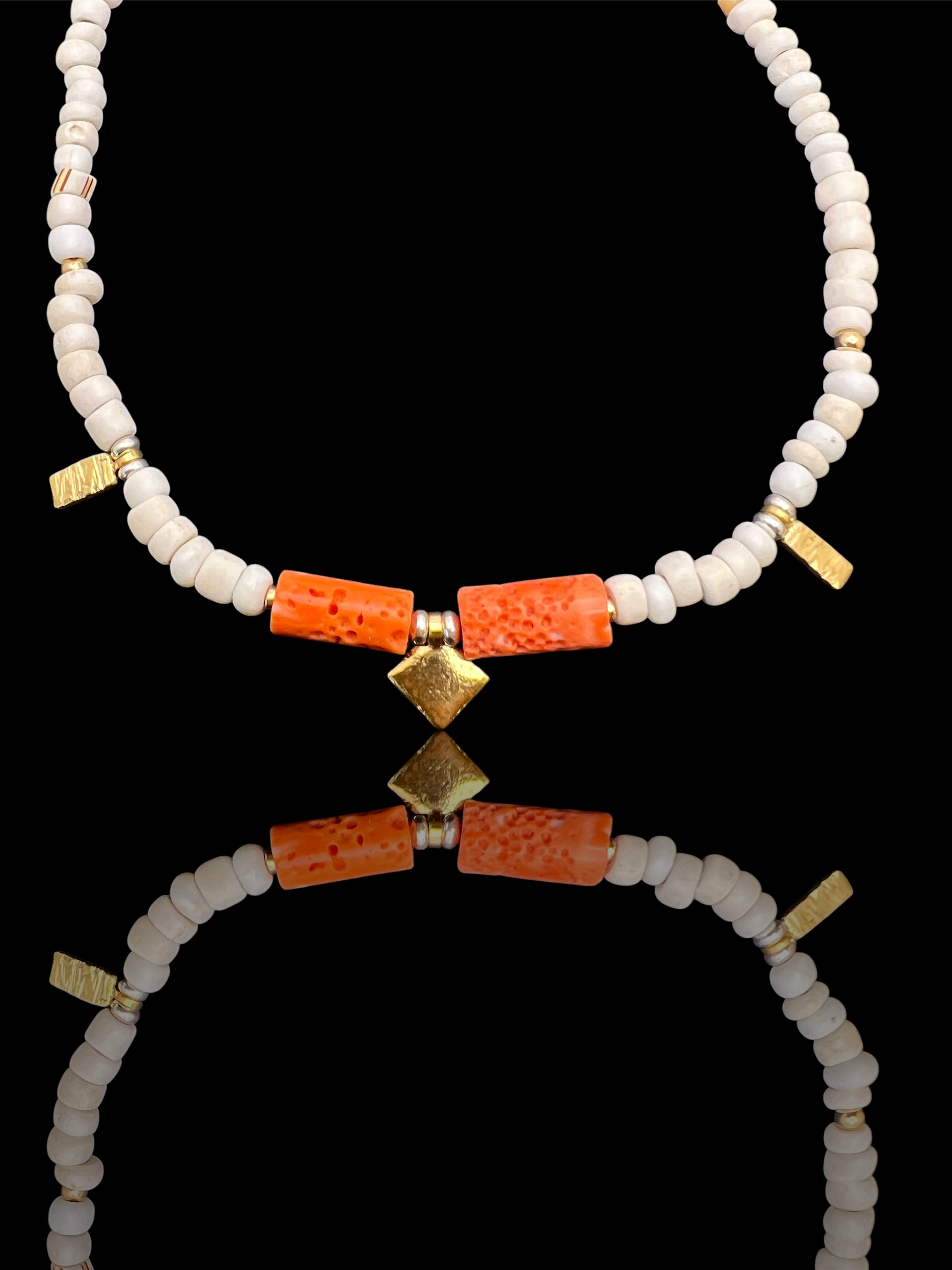 Vintage coral and porcelain necklace