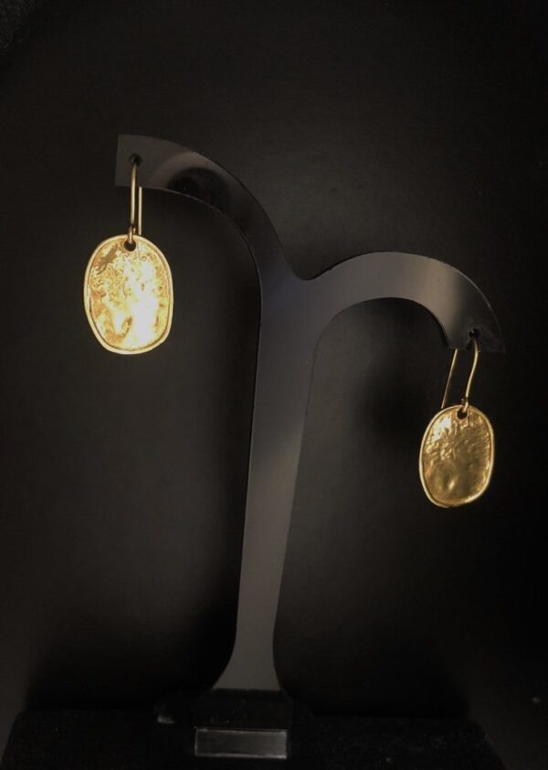 Gold honesty petals on earhooks - Image 3