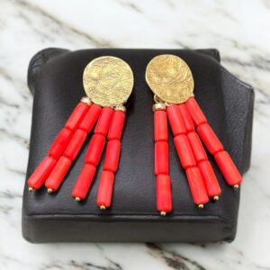 Coral not coral statement earrings.