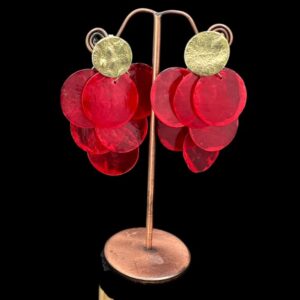 Red disco earrings